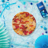 Rood Oranje geel blauw bladerblad Papieren Bordje (Feest)