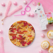 Rood Oranje geel blauw bladerblad Papieren Bordje (Feest)