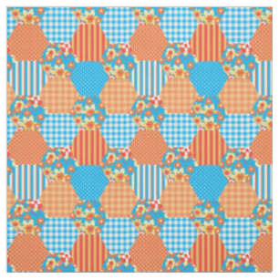 Rood Oranje Geel Blauw Nep Patchwork Patroon Stof