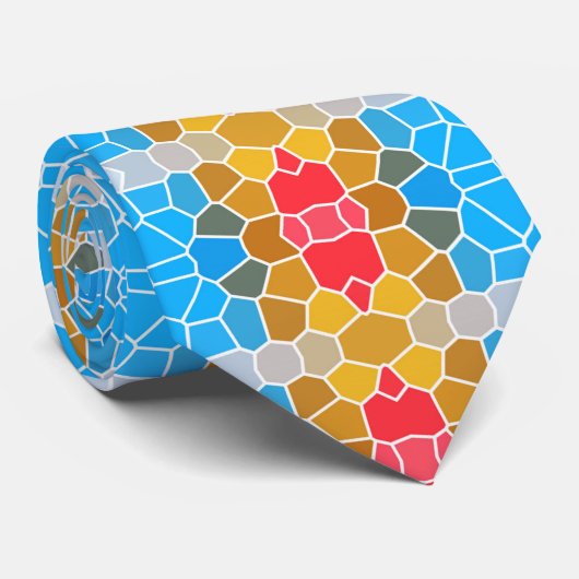 Rood Oranje Geel Blauw Stropdas (Opgerold)