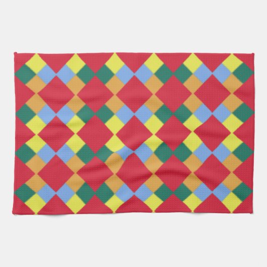 Rood Oranje Geel Blauw Theedoek (Horizontaal)