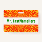 Rood, Oranje, geel brontpatroon + aangepaste naam Badge (Voorkant)