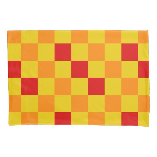 Rood Oranje Geel Geruit Patroonontwerp  Kussensloop (Voorkant)
