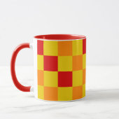 Rood Oranje Geel Geruit Patroonontwerp Mok (Links)