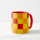 Rood Oranje Geel Geruit Patroonontwerp Mok (Voorkant rechts)