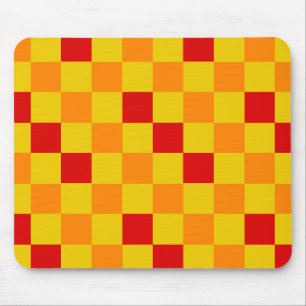 Rood Oranje Geel Geruit Patroonontwerp Muismat