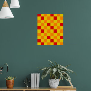 Rood Oranje Geel Geruit Patroonontwerp Poster