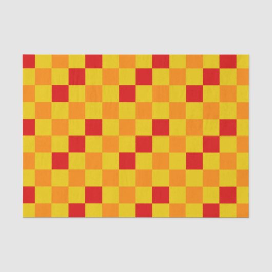 Rood Oranje Geel Geruit Patroonontwerp Tissuepapier (Voorkant)