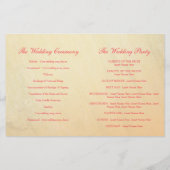 Rood oranje-geel roos trouwprogramma (Achterkant)