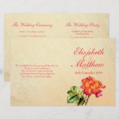 Rood oranje-geel roos trouwprogramma (Voorkant / Achterkant)