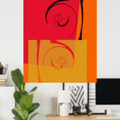 Rood Oranje Geel Zwart Retro Abstract schilderen Poster (Thuiskantoor)