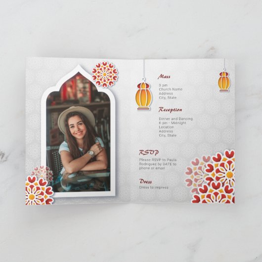 Rood Oranje gele bloem Arabisch Night Quinceañera (Binnen)