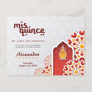 Rood Oranje gele bloem Arabisch Night Quinceañera Briefkaart