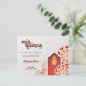 Rood Oranje gele bloem Arabisch Night Quinceañera Briefkaart (Staand voorkant)