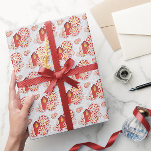 Rood Oranje gele bloem Arabisch Night Quinceañera Cadeaupapier