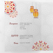 Rood Oranje gele bloem Arabisch Night Quinceañera Drieluik Uitnodiging (Binnenzijde eerst)