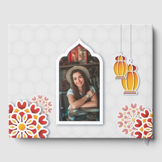 Rood Oranje gele bloem Arabisch Night Quinceañera Gastenboek (Achterkant)