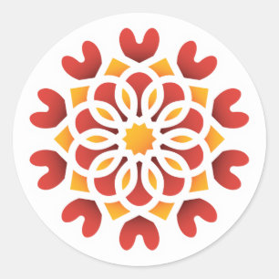 Rood Oranje gele bloem Arabisch Night Quinceañera Ronde Sticker