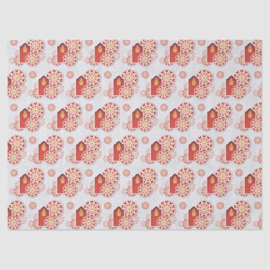 Rood Oranje gele bloem Arabisch Night Quinceañera Tissuepapier (Voorkant)