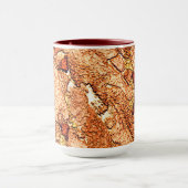 Rood oranje geschilderde vulkanische steensteentek mok (Midden)