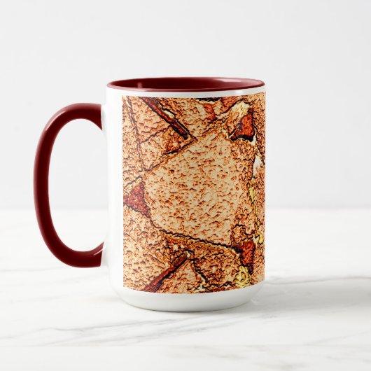 Rood oranje geschilderde vulkanische steensteentek mok (Links)