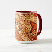 Rood oranje geschilderde vulkanische steensteentek mok (Voorkant rechts)