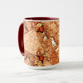 Rood oranje geschilderde vulkanische steensteentek mok (Voorkant links)