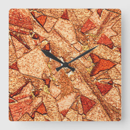 Rood oranje geschilderde vulkanische steensteentek vierkante klok