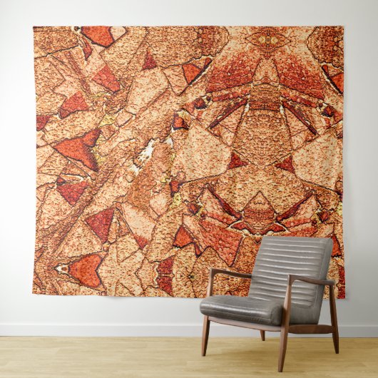 Rood oranje geschilderde vulkanische steensteentek wandkleed (In Situ (horizontaal))