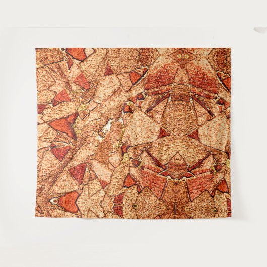 Rood oranje geschilderde vulkanische steensteentek wandkleed (Voorkant (horizontaal))