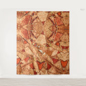 Rood oranje geschilderde vulkanische steensteentek wandkleed (Voorkant)