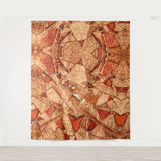 Rood oranje geschilderde vulkanische steensteentek wandkleed (Voorkant)