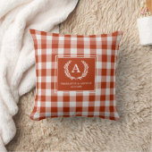 Rood-oranje gingham wapen met monogram kussen (Deken)
