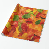 Rood Oranje goud en groene Herfst ovaal bladeren Cadeaupapier (Uitgerold)