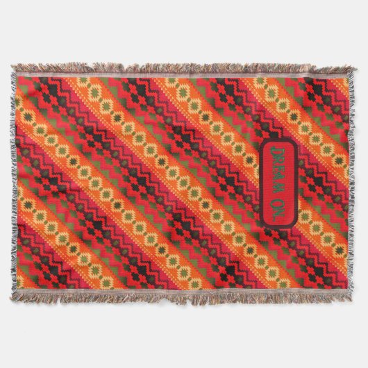 Rood Oranje Groen Aztec Deken (Voorkant)