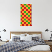 Rood Oranje Groen Geruit Patroonontwerp  Canvas Afdruk (Insitu (Slaapkamer))