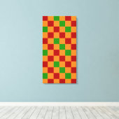 Rood Oranje Groen Geruit Patroonontwerp  Canvas Afdruk (Insitu (Houten vloer))
