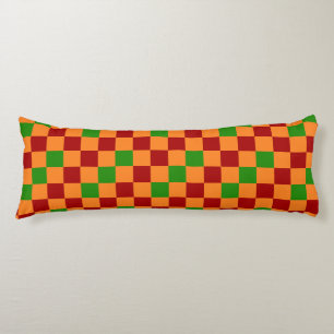 Rood Oranje Groen Geruit Patroonontwerp Lichaamskussen