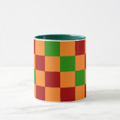 Rood Oranje Groen Geruit Patroonontwerp Mok (Midden)