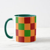 Rood Oranje Groen Geruit Patroonontwerp Mok (Links)