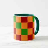 Rood Oranje Groen Geruit Patroonontwerp Mok (Voorkant rechts)