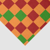 Rood Oranje Groen Geruit Patroonontwerp Tissuepapier (Detail)