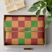Rood Oranje Groen Geruit Patroonontwerp Tissuepapier (Geschenk)