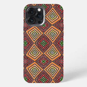 rood oranje groen Tribal Diamonds Afrikaans Patroo iPhone 13 Pro Max Hoesje