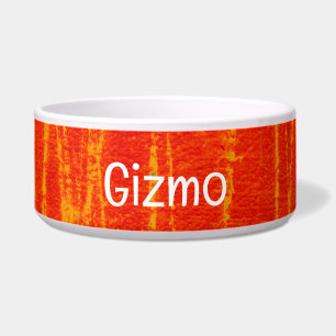 Rood-Oranje Grunge Pet Bowl met GIZMO Tekst Voerbakje