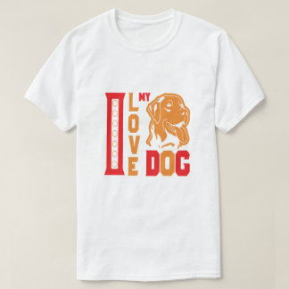 Rood & Oranje IK HOU VAN MIJN HOND Vette typografi T-shirt
