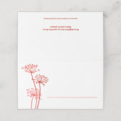 Rood oranje kervel, met inkt bloem, bruiloft plaatskaartje (Buitenkant ongevouwen)