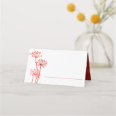 Rood oranje kervel, met inkt bloem, bruiloft plaatskaartje (Voorkant)