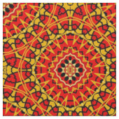 Rood Oranje Oriëntaals Boho Geometrisch Mozaïekpat Stof (Close Up)