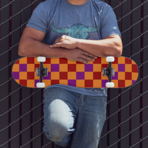 Rood Oranje Paars Geruit Patroon Ontwerp Persoonlijk Skateboard